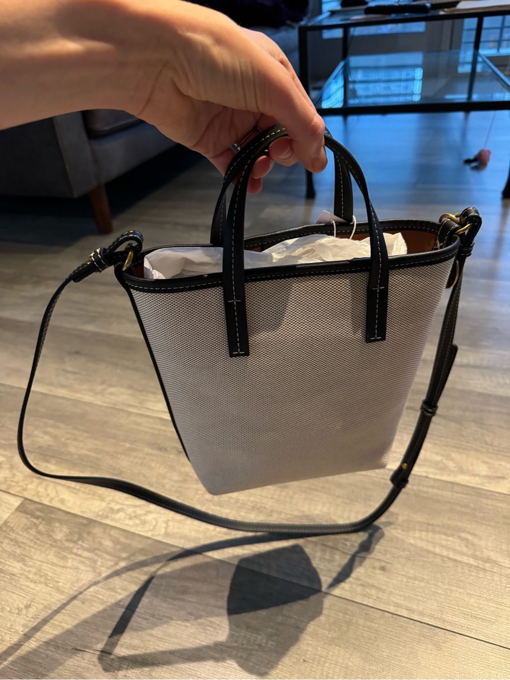 H&M Stella McCartney Beige Logo Canvas Mini Tote - Picture 3 of 4